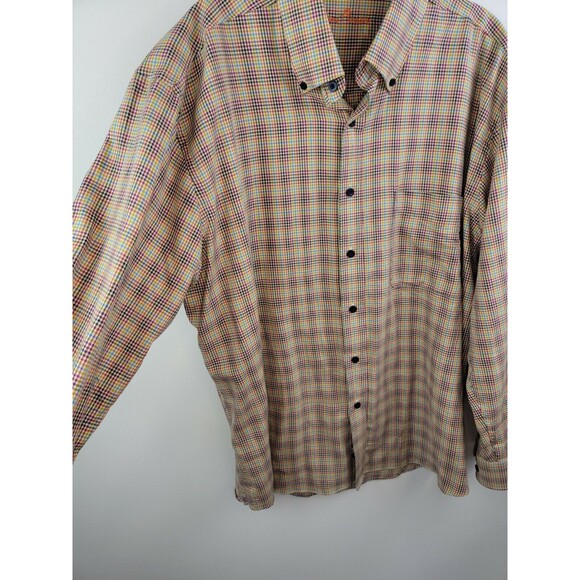 Alan Flusser Plaid Sleeve Button DownStriped Shirt Men's Large - Picture 8 of 11